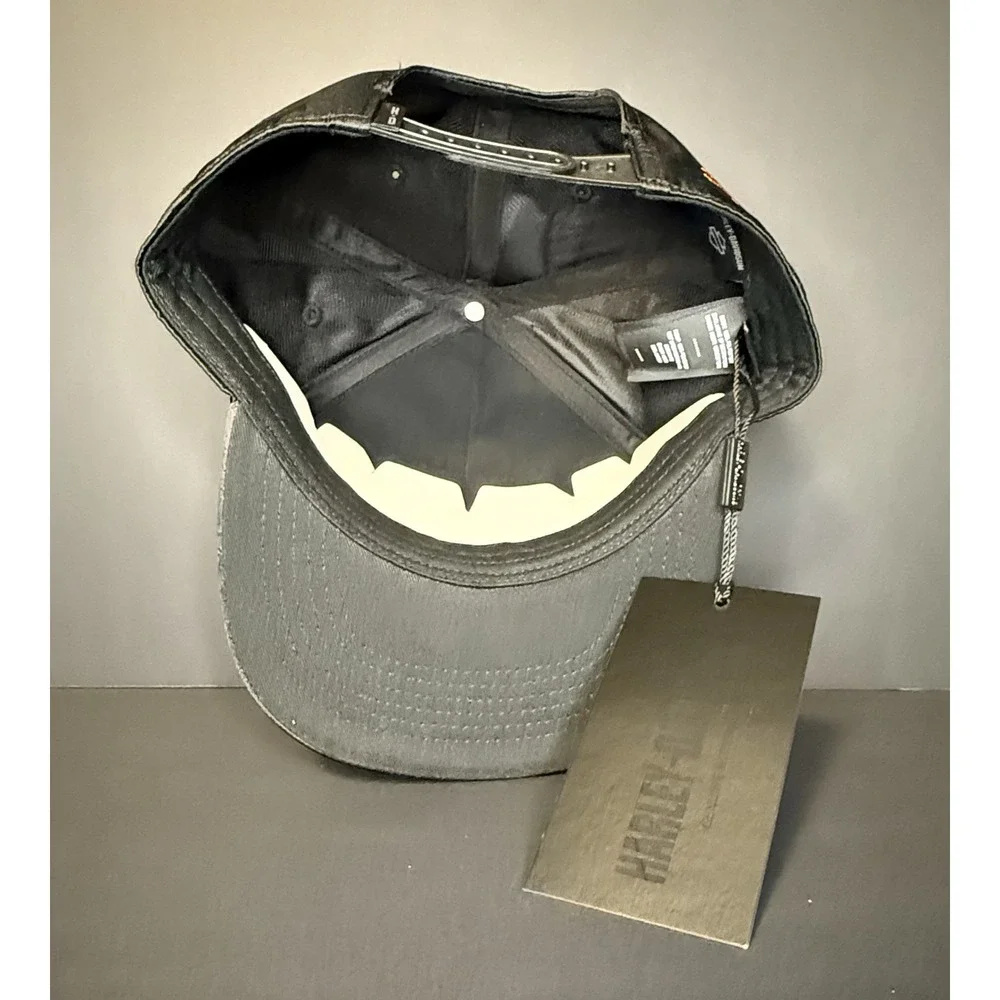 Harley Davidson‎ Racing Screamin Eagle Mens OS Black Satin Snapback Cap Hat